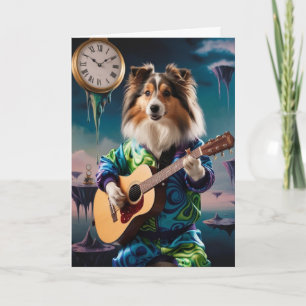 Cartão de Estrela do Rock Sheltie Engraçado