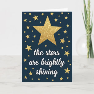 Cartão de Estrelas Brilhantes com Glitter Dourado