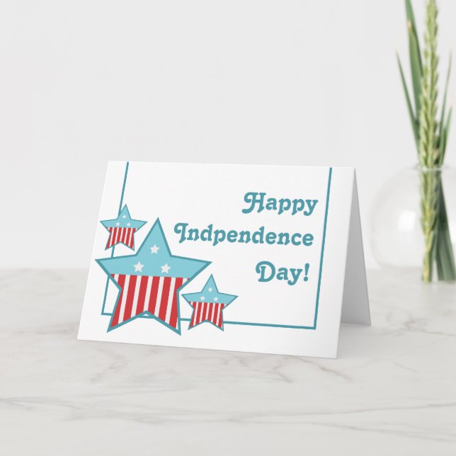 Cartão de Estrelas do Dia da Independência e Strip (Frente)