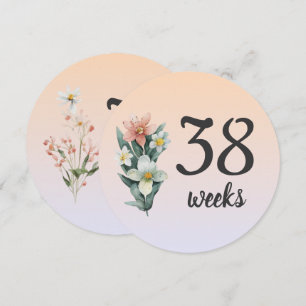 Cartão de Etapa de Gravidez Pastel Floral 38-39 Se