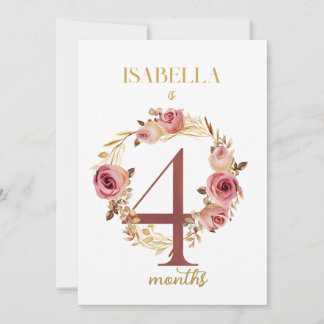 Cartão de Etapa Floral de Primeiro Ano para Bebê