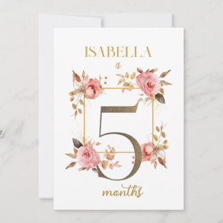 Cartão de Etapa Floral de Primeiro Ano para Bebê