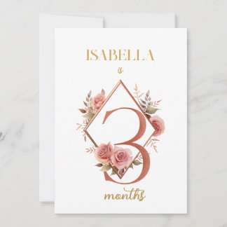 Cartão de Etapa Floral de Primeiro Ano para Bebê