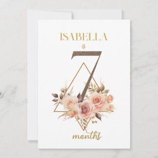 Cartão de Etapa Floral de Primeiro Ano para Bebê