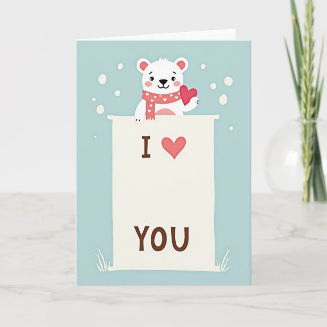 Cartão de Eu Te Amo de Urso Polar (Frente)