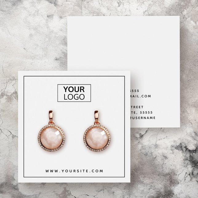 Cartão de exibição de borda preta fina de logotipo (Custom logo thin black border earring display card)