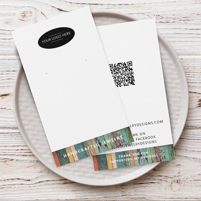 Cartão de Exibição de Brinco Chic Adicionar Código (Chic Add Your Logo QR Code Earring Display Card)