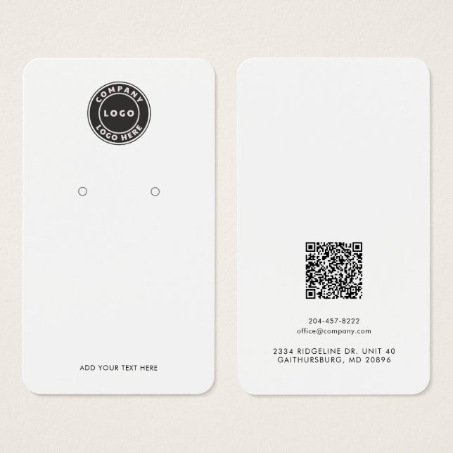 Cartão de Exibição de Brinco com Código QR de Logo (Frente & Verso)