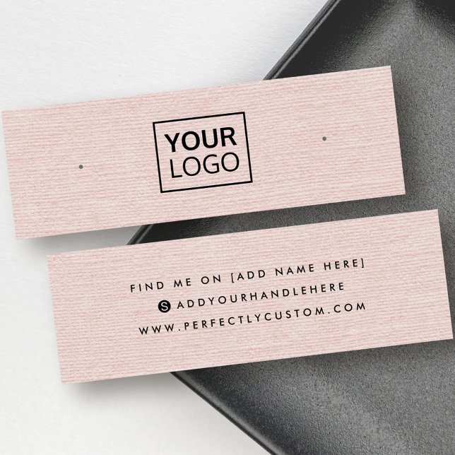 Cartão de exibição de brinco de logotipo personali (Pink linen custom logo stud earring display card)
