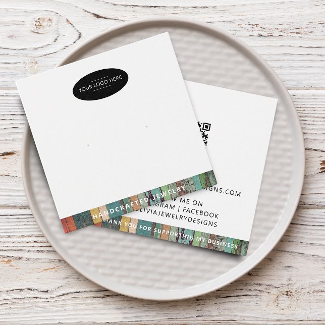 Cartão de Exibição de Brinco de Prendedor com Códi (Business Logo QR Code Stud Earring Display Card)