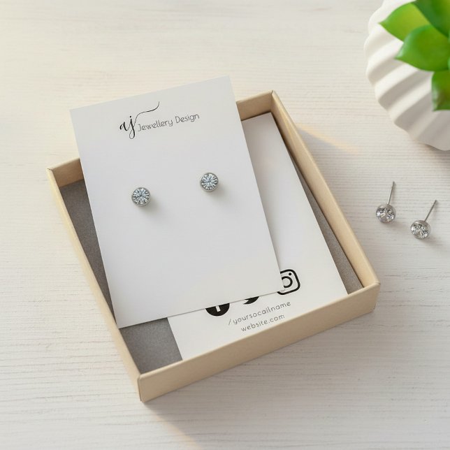 Cartão de exibição de brinco monograma para mídias (Social media Monogram earring display card.)