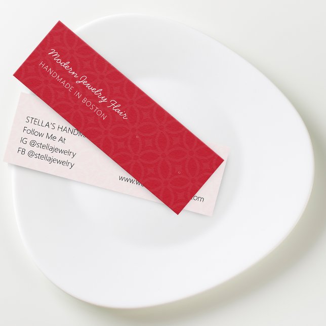 Cartão de Exibição de Brincos de Estúdio Vermelho  (Modern Pattern Red Stud Earring Display Card)