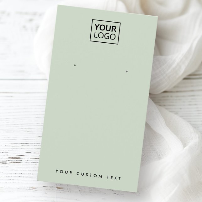 Cartão de exibição de logotipo personalizado verde (Light sage green custom logo earring display card)