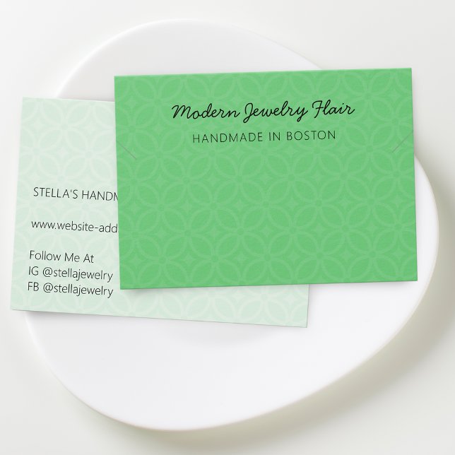 Cartão de Exibição de Pulseira de Colar Verde Mode (Modern Pattern Green Necklace Display Card)