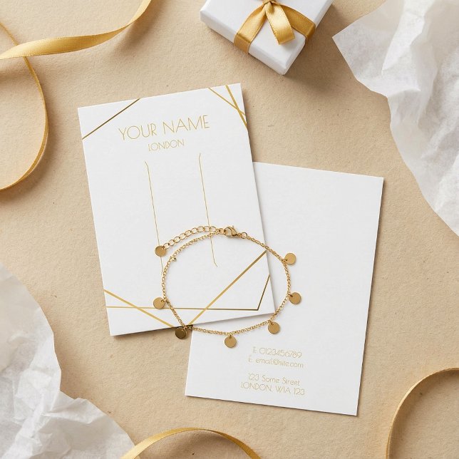 Cartão de exibição geométrico Dourado (Gold geometric bracelet display card.)