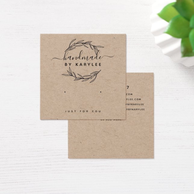 Cartão de Exibição Rustic Laurel Leaf Stud Earring (Mesa)