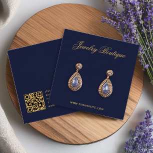 Cartão de Exposição de Brinco Azul Marinho Dourado