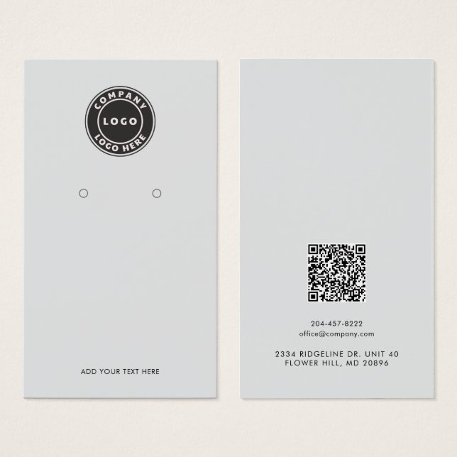 Cartão de Exposição de Brincos com Código QR do Lo (Frente & Verso)