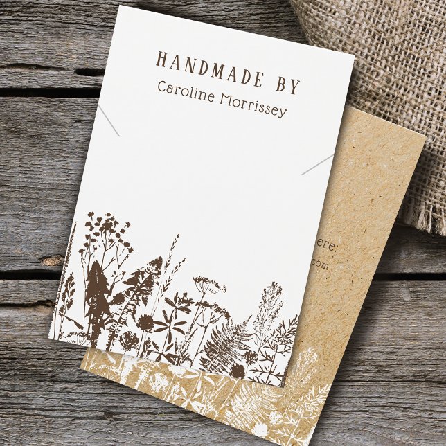Cartão de Exposição de Colar de Flores Silvestres  (Rustic Wildflowers Necklace Display Card)