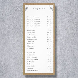 Cartão de Exposição de Menu e Lista de Preços Cinz