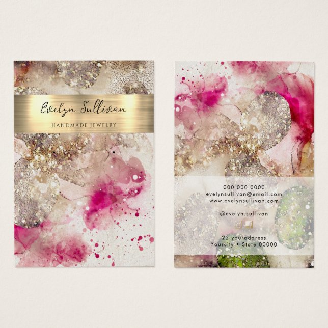 Cartão de expositor cor-de-água verde-rosa (Frente & Verso)