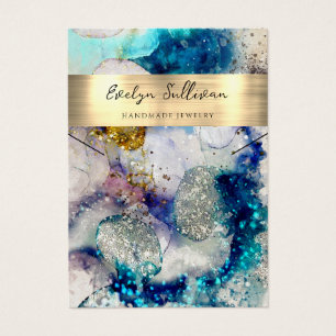 Cartão de expositor de colar de aquarela dourado a