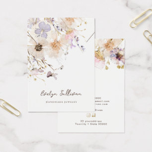 Cartão de expositor de colar de flores secas