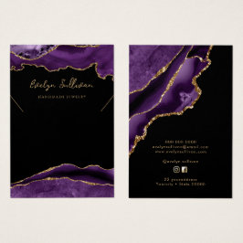 Cartão de expositor de colar de ouro e roxo