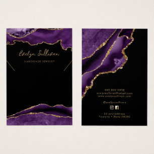 Cartão de expositor de colar de ouro e roxo
