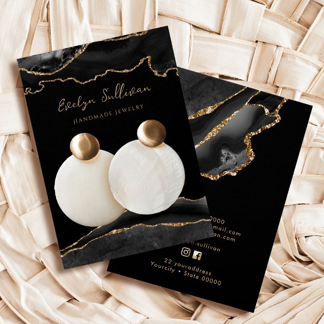 Cartão de expositor de joias de gata preta e doura (Criador carregado)