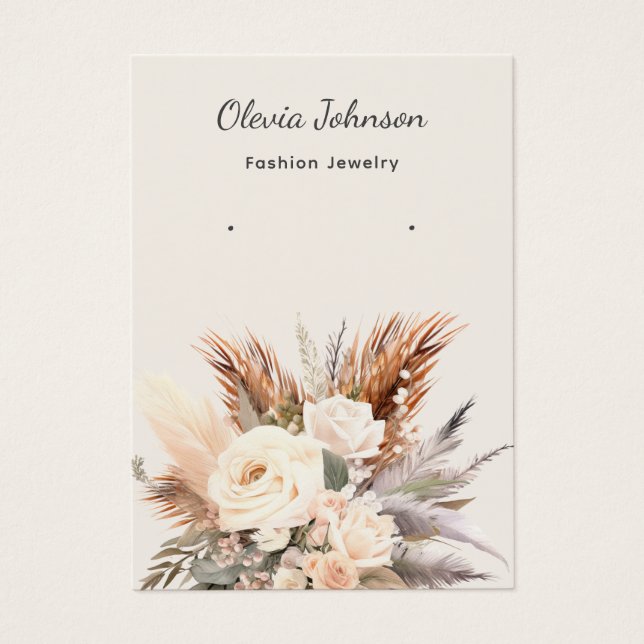 Cartão de expositor de joias florais Elegant Boho (Frente)