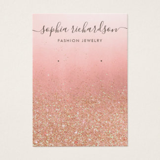 Cartão de expositor de joias rosa douradas-glitter