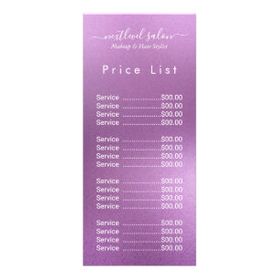 Cartão de Expositor de Lista de Preços de Salão Mo