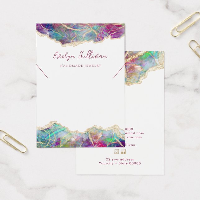 Cartão de expositor do colar opal Fuchsia aquamari (Escritótio)