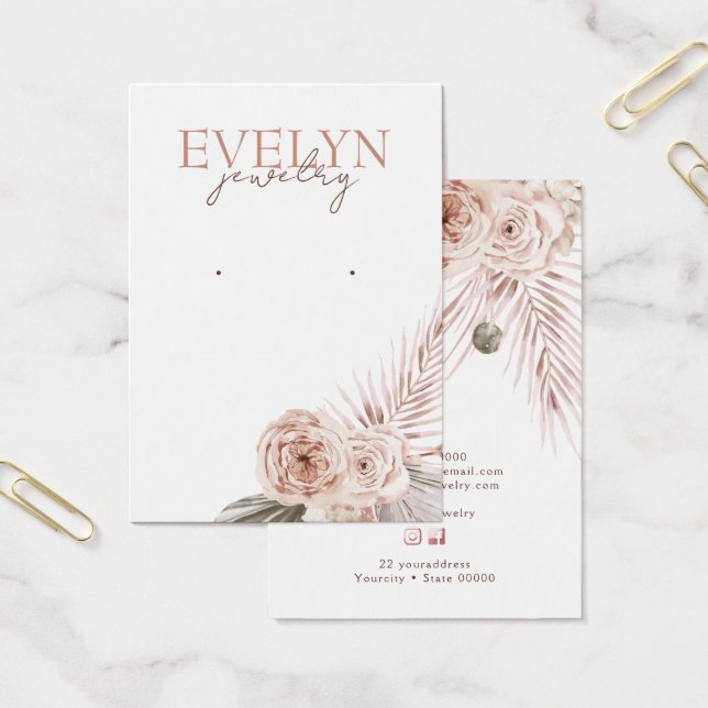 Cartão de expositor elegante com flores de boho (Escritótio)