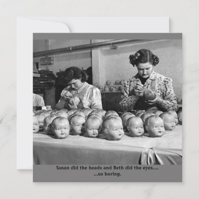 Cartão de fábrica de bonecas assustador para hallo (Frente)