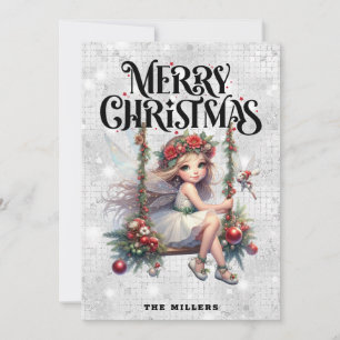 Cartão de Fada de Natal de Silver Glitter