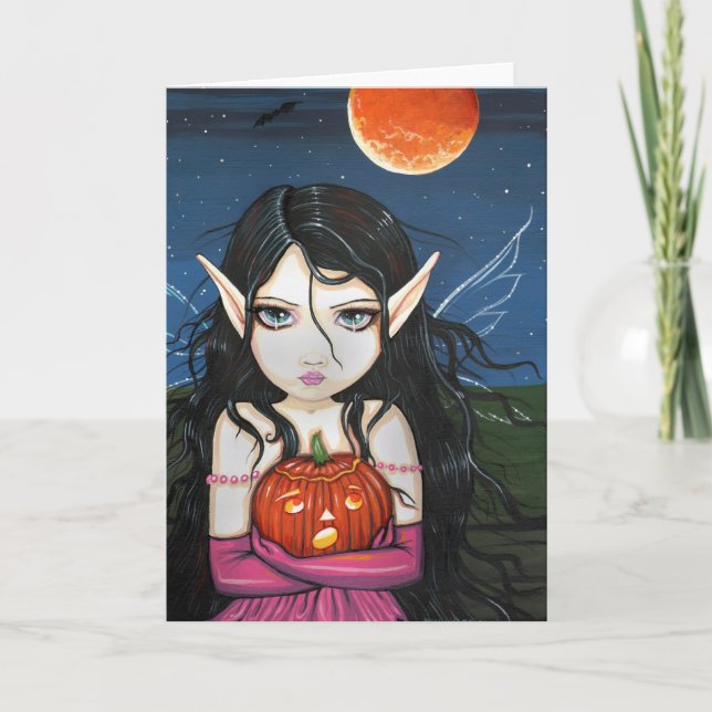 Cartão de Fada Gótica de Halloween (Frente)