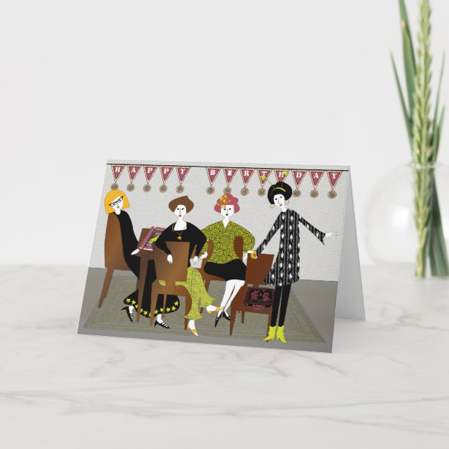 Cartão de faixa de aniversário Mah Jongg (Frente)