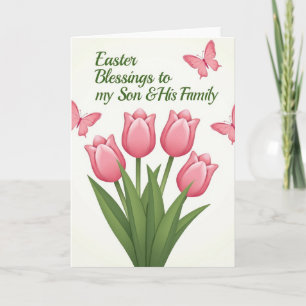 Cartão de Família Tulipas Rosa na Primavera