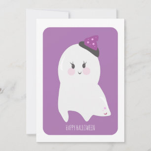 Cartão de Fantasma Fofo de Feliz Halloween