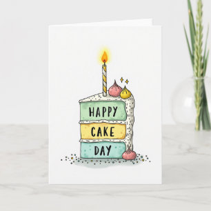 Cartão de Fatia de Bolo de Aniversário Alegre