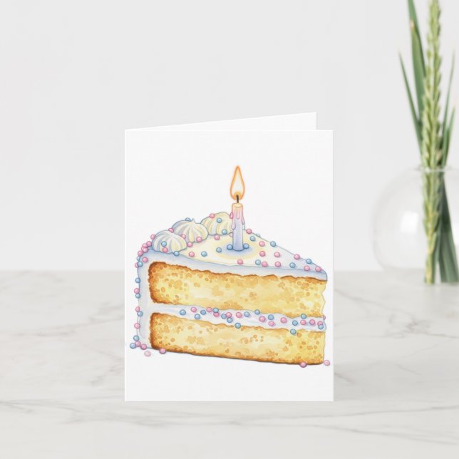 Cartão de Fatia de Bolo de Aniversário (interior e (Frente)