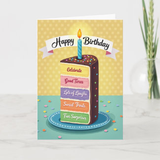 Cartão de Fatia de Bolo de Celebração