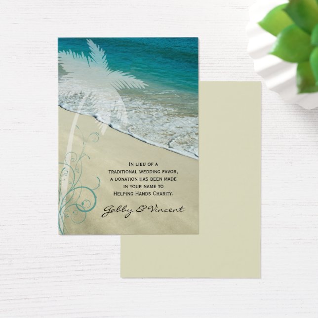 Cartão de Favor de Casamento de Praia Tropical (Mesa)