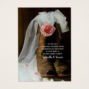Cartão de Favor do Casamento Rosa Ocidental do Paí