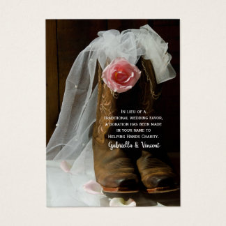 Cartão de Favor do Casamento Rosa Ocidental do Paí