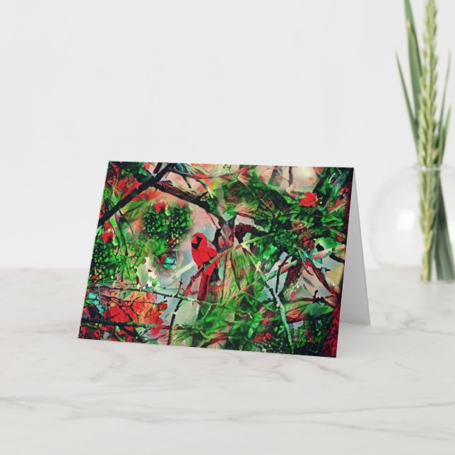 Cartão de Fé de Pássaro Cardeal de Natal John 3:16 (Frente)