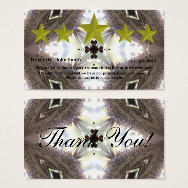 Cartão de feedback de classificação de cinco estre (Frente & Verso)