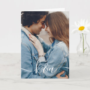 Cartão de Felicitações com Foto Monogramada